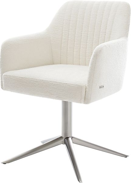 DELIFE Polsterstuhl Greg-Flex, Fußkreuz Edelstahl Bouclé günstig online kaufen