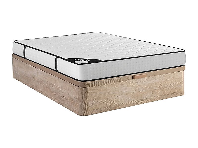 Bett-Set 160 x 200 cm, Bettkasten natur hell + Matratze 7-Zonen-Taschenfede günstig online kaufen