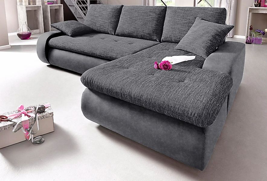 TRENDMANUFAKTUR Ecksofa »Indie, modern und bequem, Materialmix, L-Form«, wa günstig online kaufen