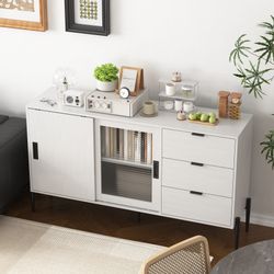 REDOM Sideboard Modernes Küchenbuffet (mit Glasschiebetür günstig online kaufen