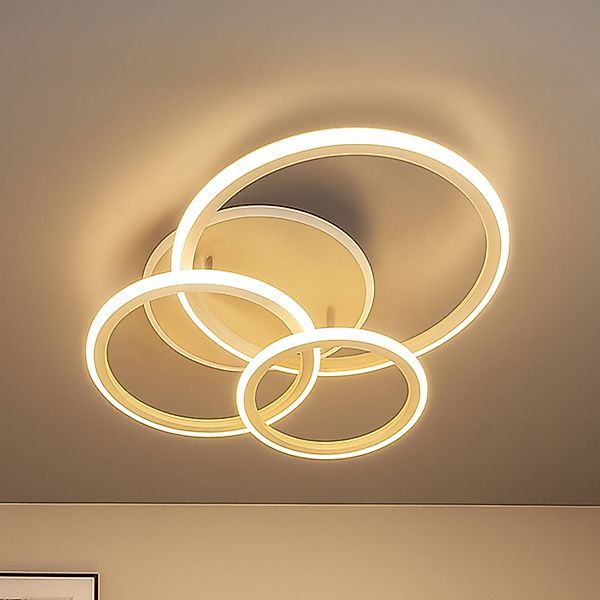 LED-Deckenlampe Gelder, 60 cm, greige/sandfarben, RGBW, CCT günstig online kaufen