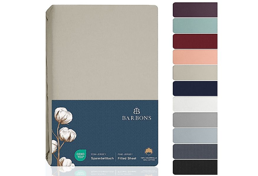 BARBONS Spannbettlaken Jersey Bettlaken, 145 g/m² Spannbetttuch, bis zu 25c günstig online kaufen