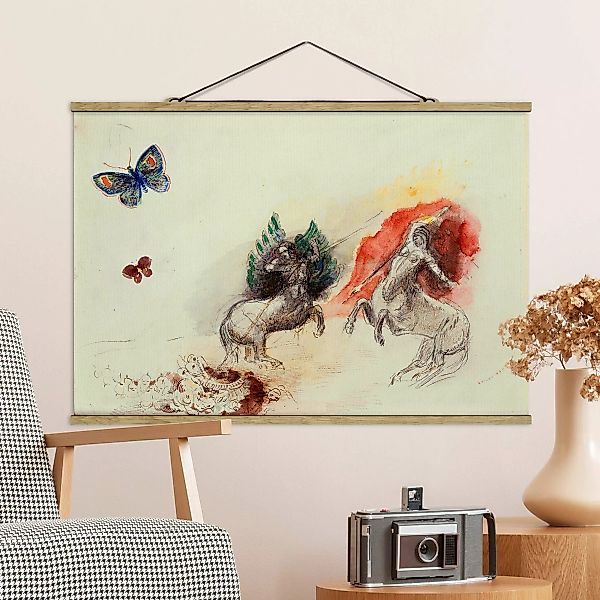 Stoffbild Tiere mit Posterleisten - Querformat Odilon Redon - Schlacht der günstig online kaufen