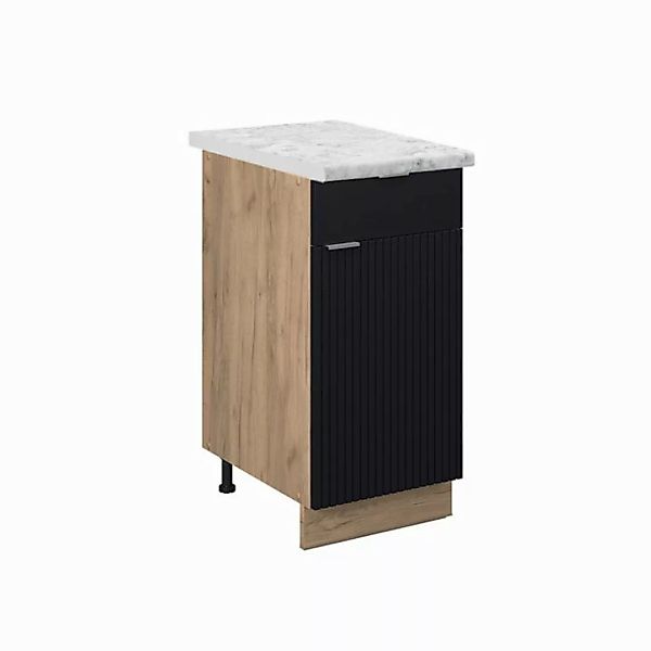 Vicco Unterschrank Fame-Line, Schwarz gestreift/Goldkraft Eiche, 40 cm, AP günstig online kaufen