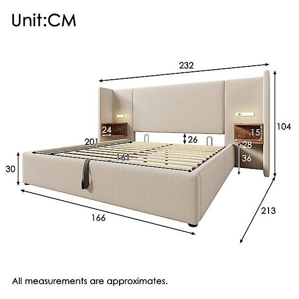 HAUSS SPOLE Polsterbett 160×200 mit Nachttisch, Leselampe und Ladefunktion günstig online kaufen