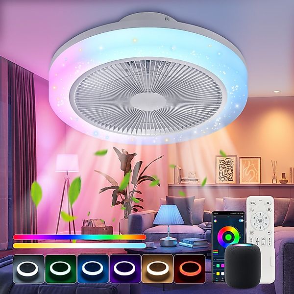 WILGOON Deckenleuchte Deckenventilator mit Beleuchtung, Music günstig online kaufen