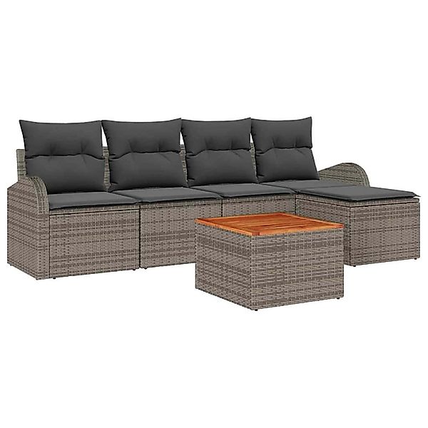 vidaXL Garten-Sofa-Set 6-Tlg Grau Poly Rattan 3347566 günstig online kaufen