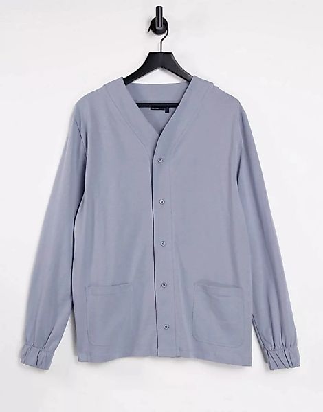 ASOS DESIGN – Lockeres, langärmliges Shirt aus Jersey mit Knopfleiste in Gr günstig online kaufen