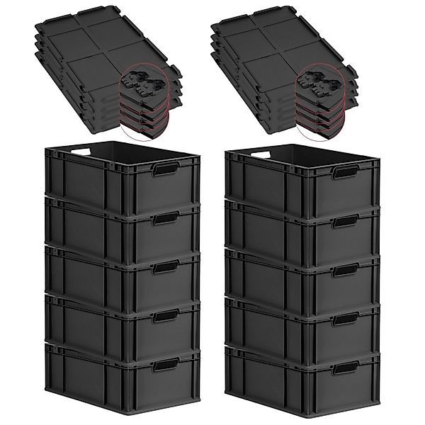 PROREGAL SuperSparSet 10x Eurobox Nextgen Grip Mit Scharnierdeckel Und Schw günstig online kaufen