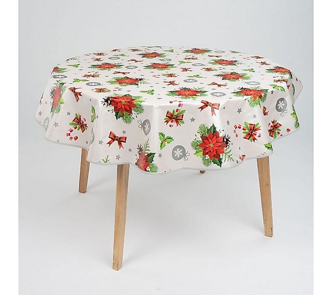 laro Tischdecke 140cm rund Tischdecke Saum-Eingefasst Weihnachten Stern Mis günstig online kaufen