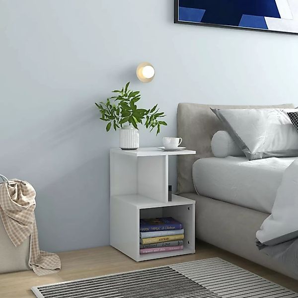 Nachttisch Hochglanz-weiß 35x35x55 Cm Spanplatte günstig online kaufen