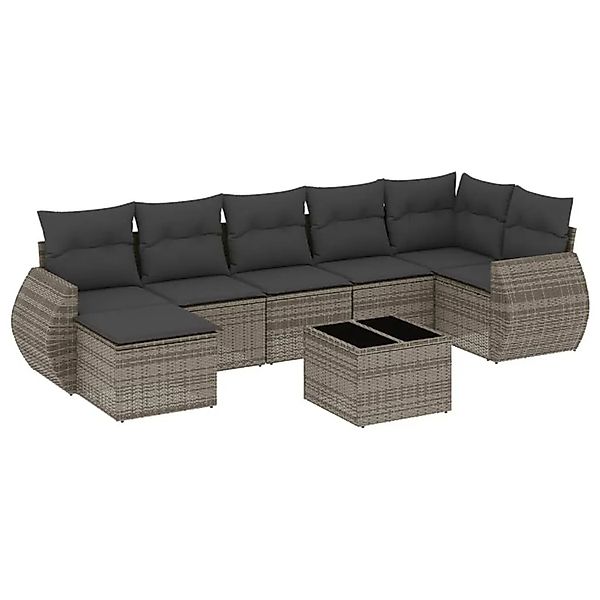 vidaXL 8-Tlg Garten-Sofagarnitur mit Kissen Grau Poly Rattan 3221689 günstig online kaufen
