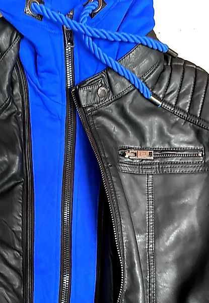 RedBridge Lederimitatjacke Kunstleder Bikerjacke mit Sweat-Kapuze günstig online kaufen