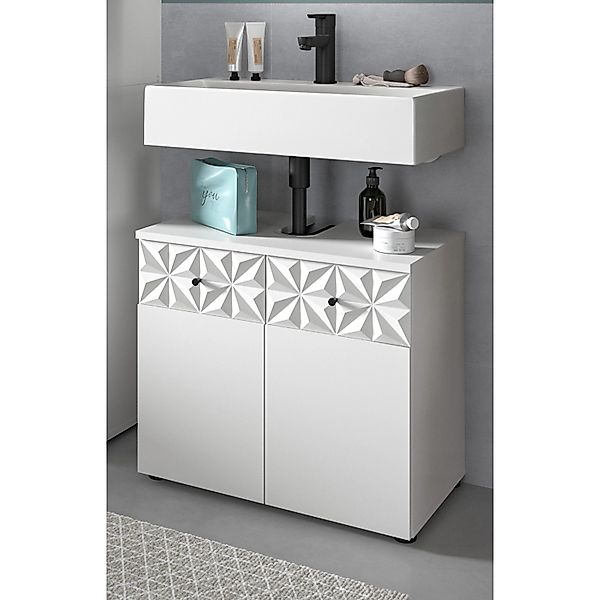 Inn.Furn Waschbeckenunterschrank in Weiß Hochglanz 60 cm Relief günstig online kaufen