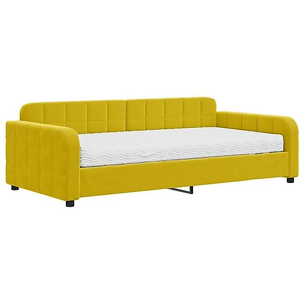 vidaXL Bett, Tagesbett mit Matratze Gelb 100x200 cm Samt günstig online kaufen