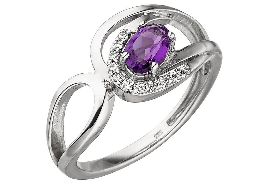 Schmuck Krone Goldring Ring mit Amethyst & Zirkonia, 333 Weißgold, Breite 9 günstig online kaufen