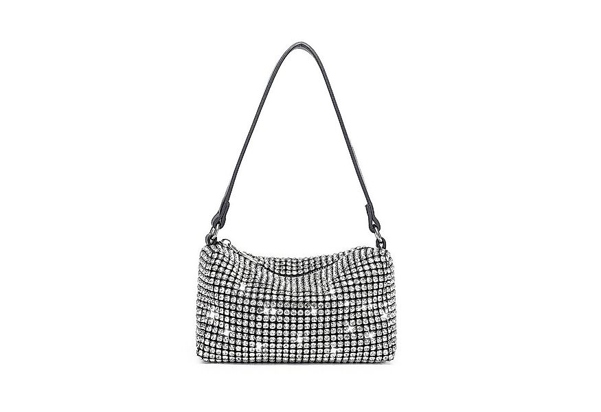 Miss Lulu Clutch Glitzer-Clutch mit Kristallbesatz & abnehmbarer Kette, Sil günstig online kaufen