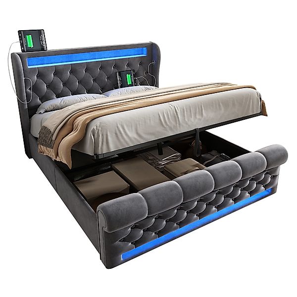 OKWISH Polsterbett Hydraulisches Stauraumbett (Funktionsbett, 2-tlg., günstig online kaufen