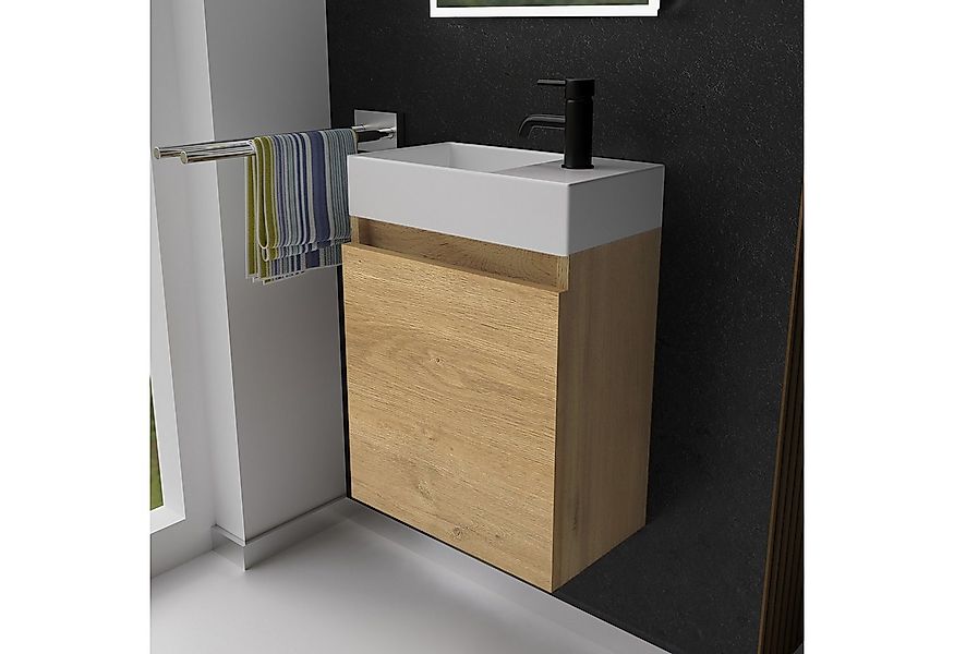 Alpenberger Badmöbel-Set Gäste WC Waschbecken mit Unterschrank - Badschrank günstig online kaufen