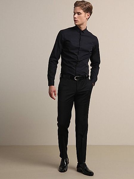 KİP Chinohose Schwarze Gewebte Slim Fit Klassische Wollmischungshose günstig online kaufen