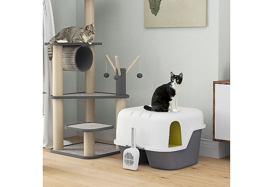 PawHut Katzentoilette mit Deckel, Sieb, Schaufel, geschlossen, für kleine K günstig online kaufen