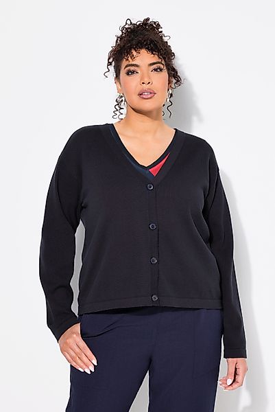 Ulla Popken Strickjacke Strickjacke Doubleface V-Ausschnitt günstig online kaufen