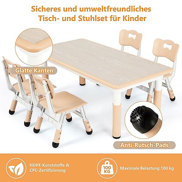 TLGREEN Kindersitzgruppe Kindertisch mit 4 Stühlen, günstig online kaufen