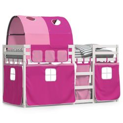 vidaXL Bett Etagenbett mit Vorhängen Rosa günstig online kaufen