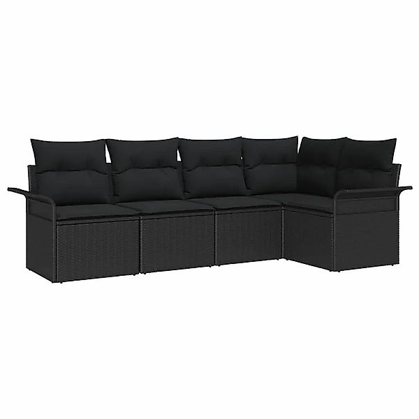 vidaXL Gartensofa-set mit Kissen 5-Tlg Schwarz Poly-Rattan 3345363 günstig online kaufen