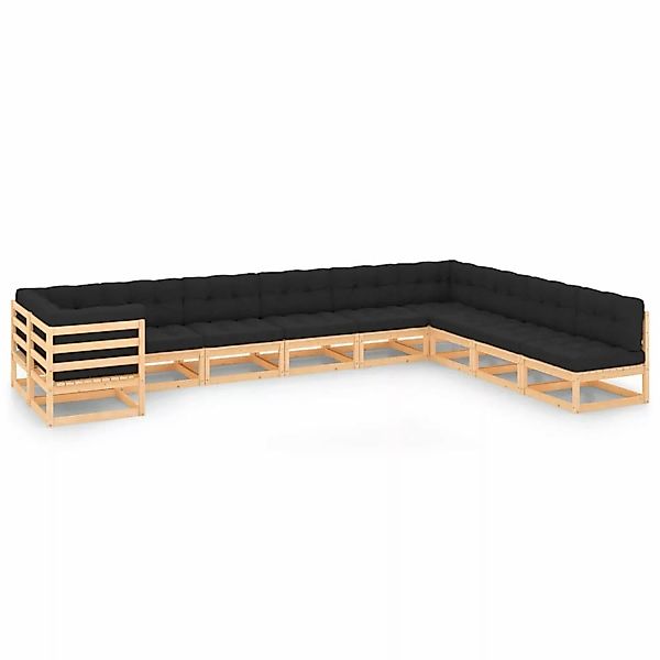 10-tlg. Garten-lounge-set Anthrazit-kissen Massivholz Kiefer günstig online kaufen