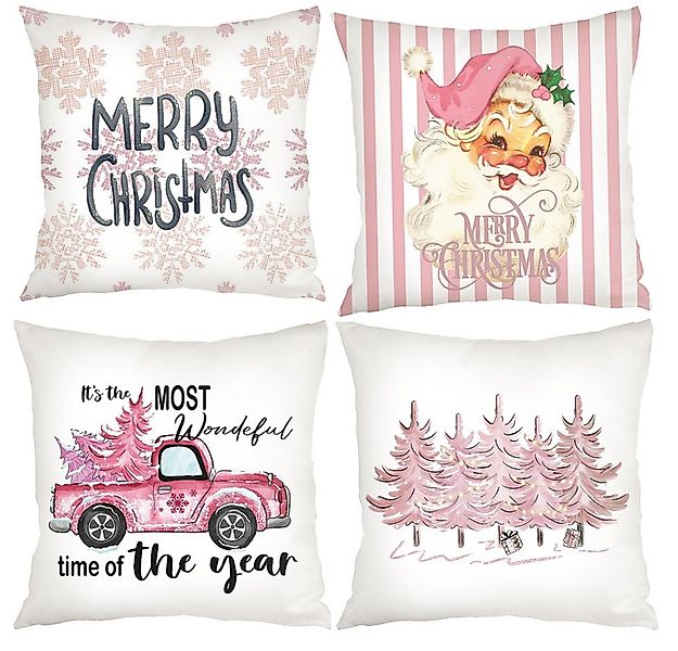 Coonoor Kissenbezüge Weihnachten Leinen Kissenbezüge 4 Stück, 45x45 cm Zier günstig online kaufen
