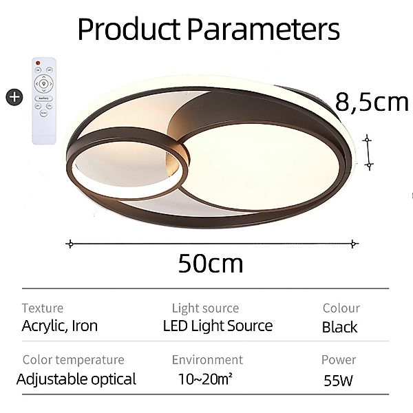 Natsen Deckenleuchte 55W LED Deckenlampe, Ø50*8.5cm, günstig online kaufen