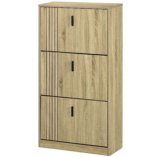 HOMCOM Schuhschrank mit 3 Klappen, 18 Paar, Schuhregal 3 Fächer, hohe Kapaz günstig online kaufen