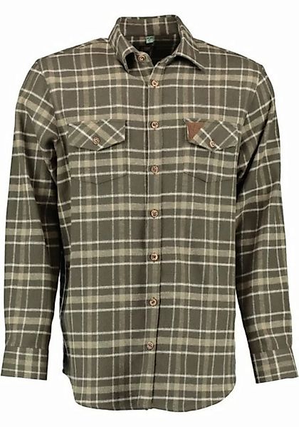 OS-Trachten Outdoorhemd Azorac Langarm Jagdhemd mit Lederemblem auf der Bru günstig online kaufen
