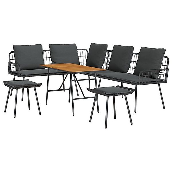 vidaXL Loungesofa 4-tlg. Garten-Sofagarnitur mit Kissen Schwarz Poly Rattan günstig online kaufen