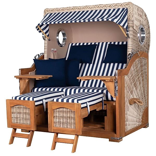 bene,iving Strandkorb Komplettset Ammersee Grande XL Teak Bullauge PE Shell günstig online kaufen