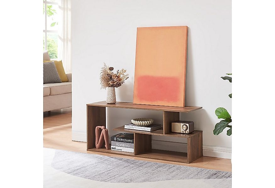 en.casa TV-Regal, »Anän« offen 100 x 30 x 42 cm Walnussoptik günstig online kaufen