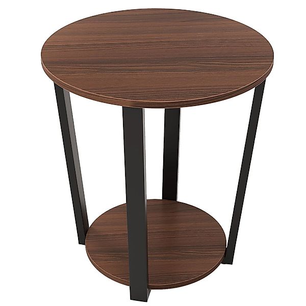 Costway Runder Beistelltisch Sofatisch mit Metallrahmen Vintagebraun günstig online kaufen