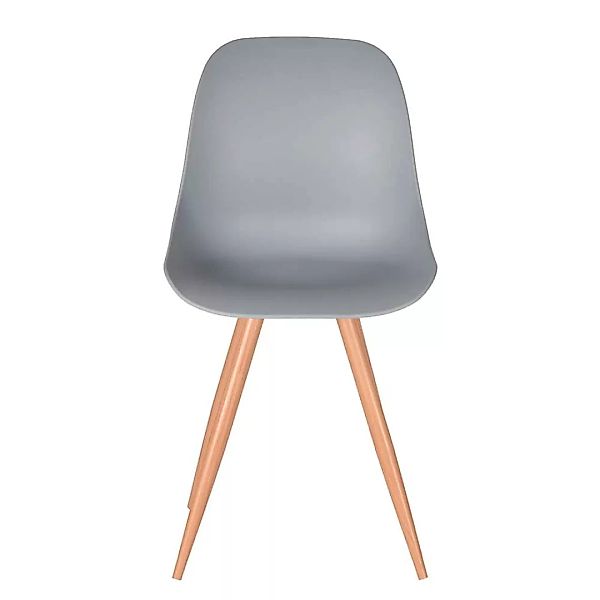 Esszimmer Stuhl in Grau Kunststoff Metallgestell in Eiche Optik (2er Set) günstig online kaufen