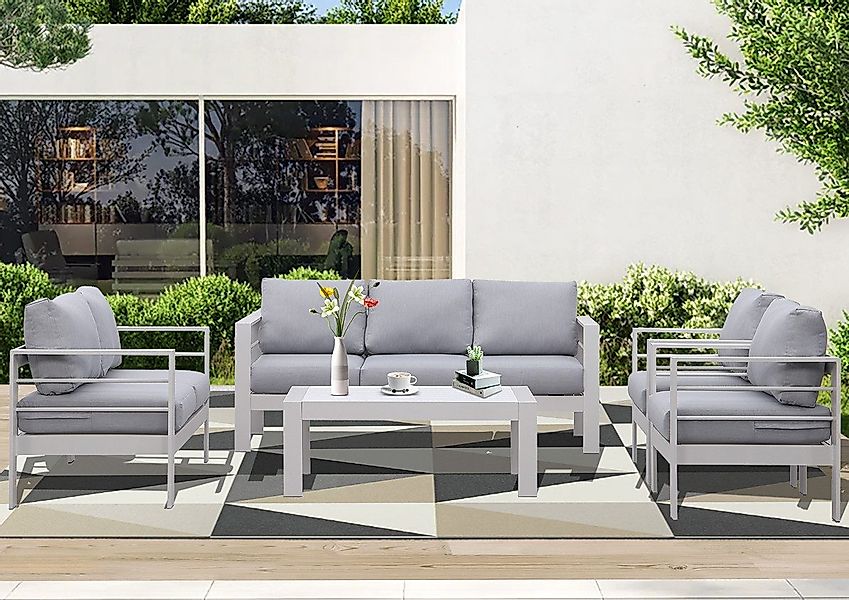 MeXo Gartenlounge-Set Gartenmöbel Set Aluminium Loungeset günstig online kaufen