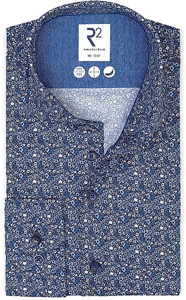 R2 Hemd Blumen Blau - Größe 42 günstig online kaufen