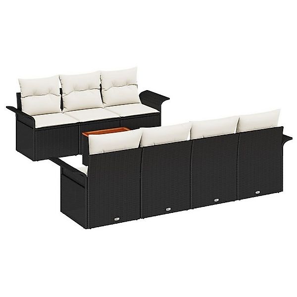 vidaXL Loungesofa 8-tlg. Garten-Sofagarnitur mit Kissen Schwarz Poly Rattan günstig online kaufen