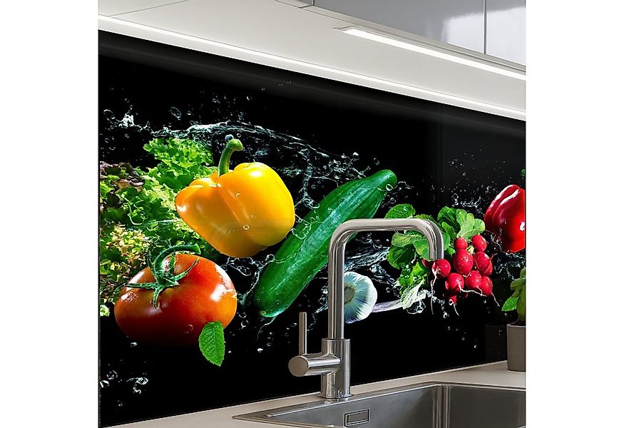 KitchenYeah Küchenrückwand selbstklebend Gemüse - Splash - Schwarz, (1-tlg) günstig online kaufen
