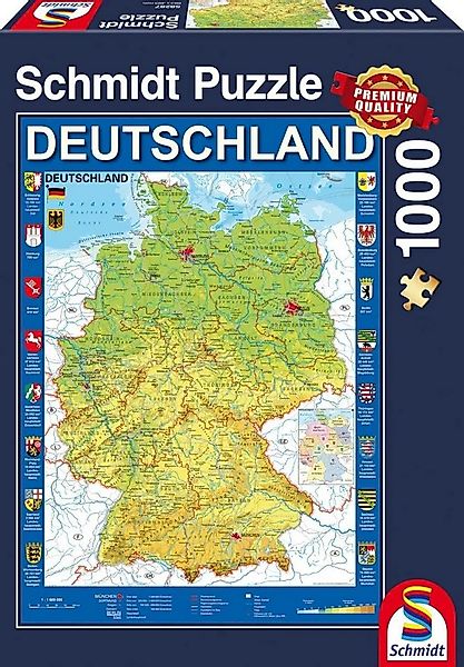 Schmidt Spiele Puzzle Deutschlandkarte, 1.000 Teile Puzzle, 1000 Puzzleteil günstig online kaufen
