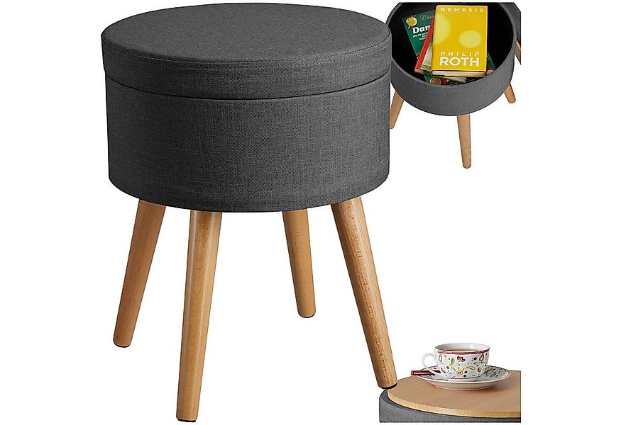 tectake Sitzhocker Schminkhocker Yara gepolstert in Leinenoptik 300kg mit S günstig online kaufen