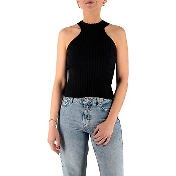 Manila Grace  Tank Top Schwarzes Tanktop mit Rollkragen Ma001 günstig online kaufen