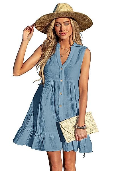 Cupshe Minikleid Mini Abdeckkleid mit Rüschensaum Knöpfe vorne Rüschensaum günstig online kaufen