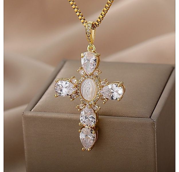 nhaos Kreuzkette Beautiful Cross – Vergoldete Damen Halskette mit Kreuz-Anh günstig online kaufen
