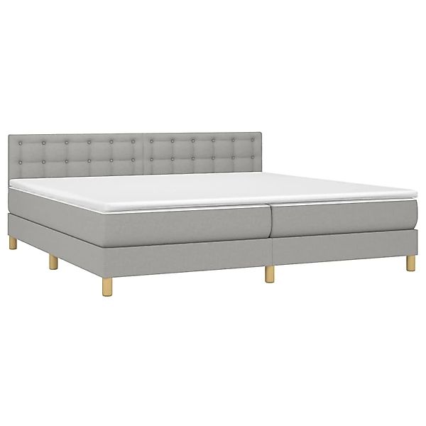 vidaXL Boxspringbett mit Matratze & LED Hellgrau 200x200 cm Stoff 3134061 günstig online kaufen