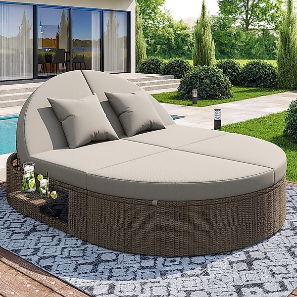 Flieks Gartenliege, Outdoor Rattan Doppelliege mit günstig online kaufen